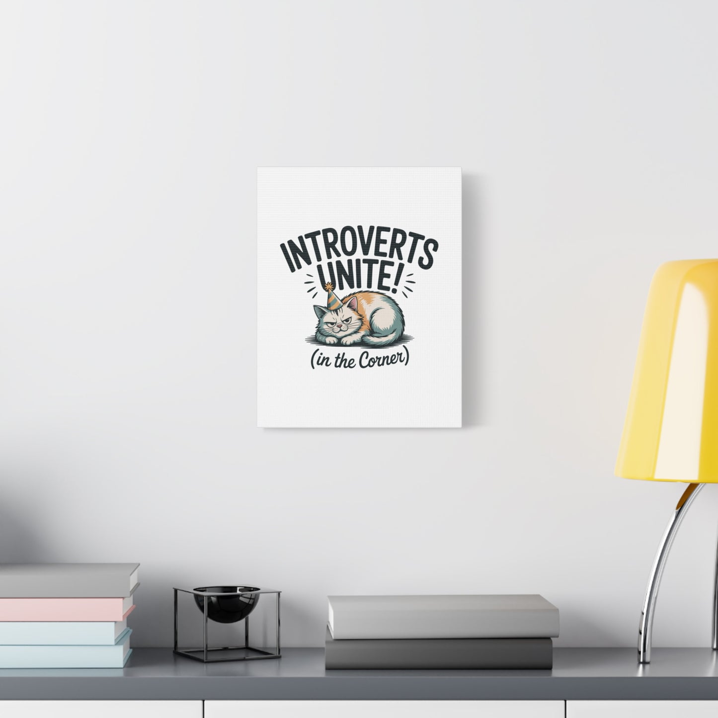 Introverts Unite (In the Corner) Matte Canvas | Funny Holiday Decor, Party Survival Humor Printify