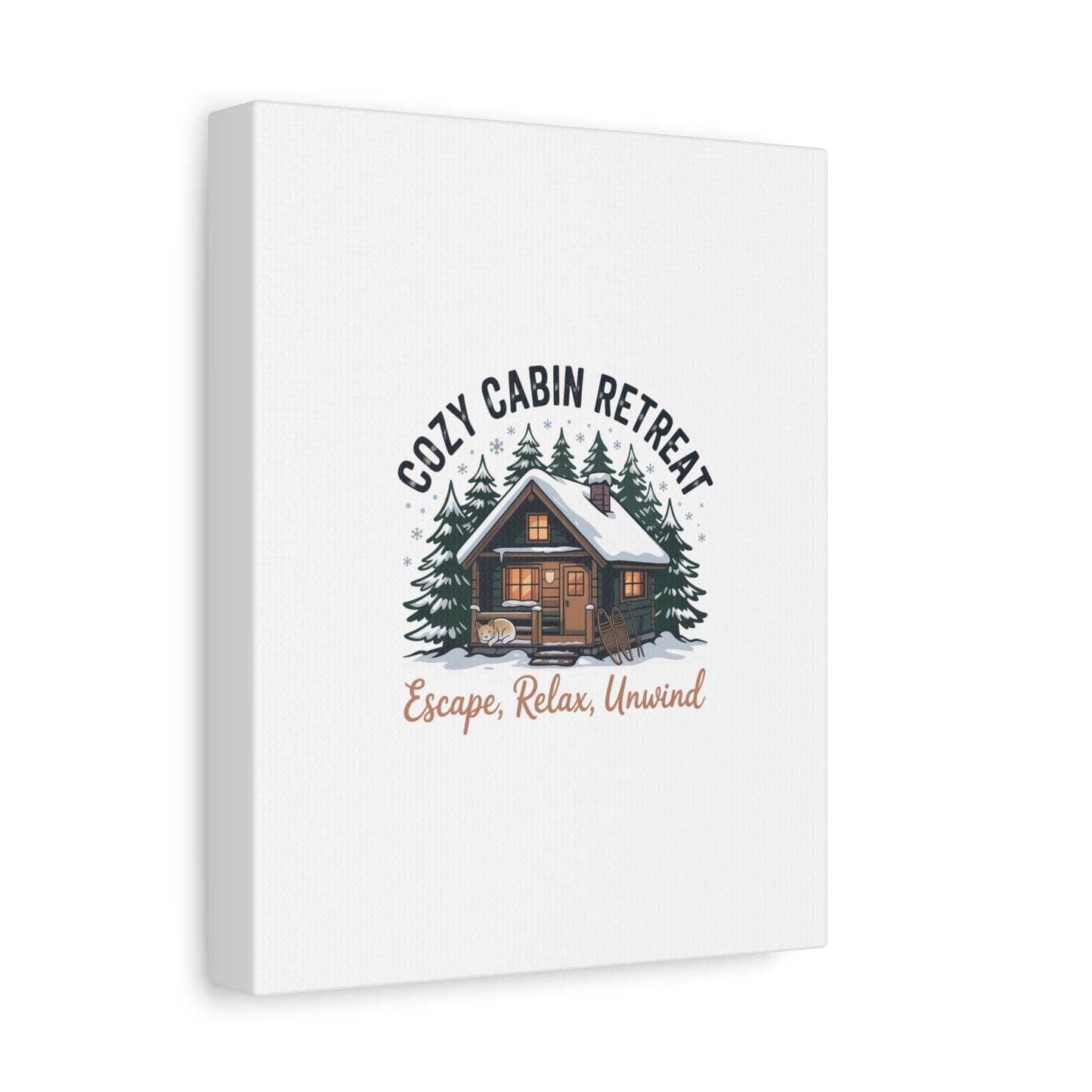 Cozy Cabin Retreat Log Cabin Art Print | Matte Canvas Stretched, 1.25" Printify