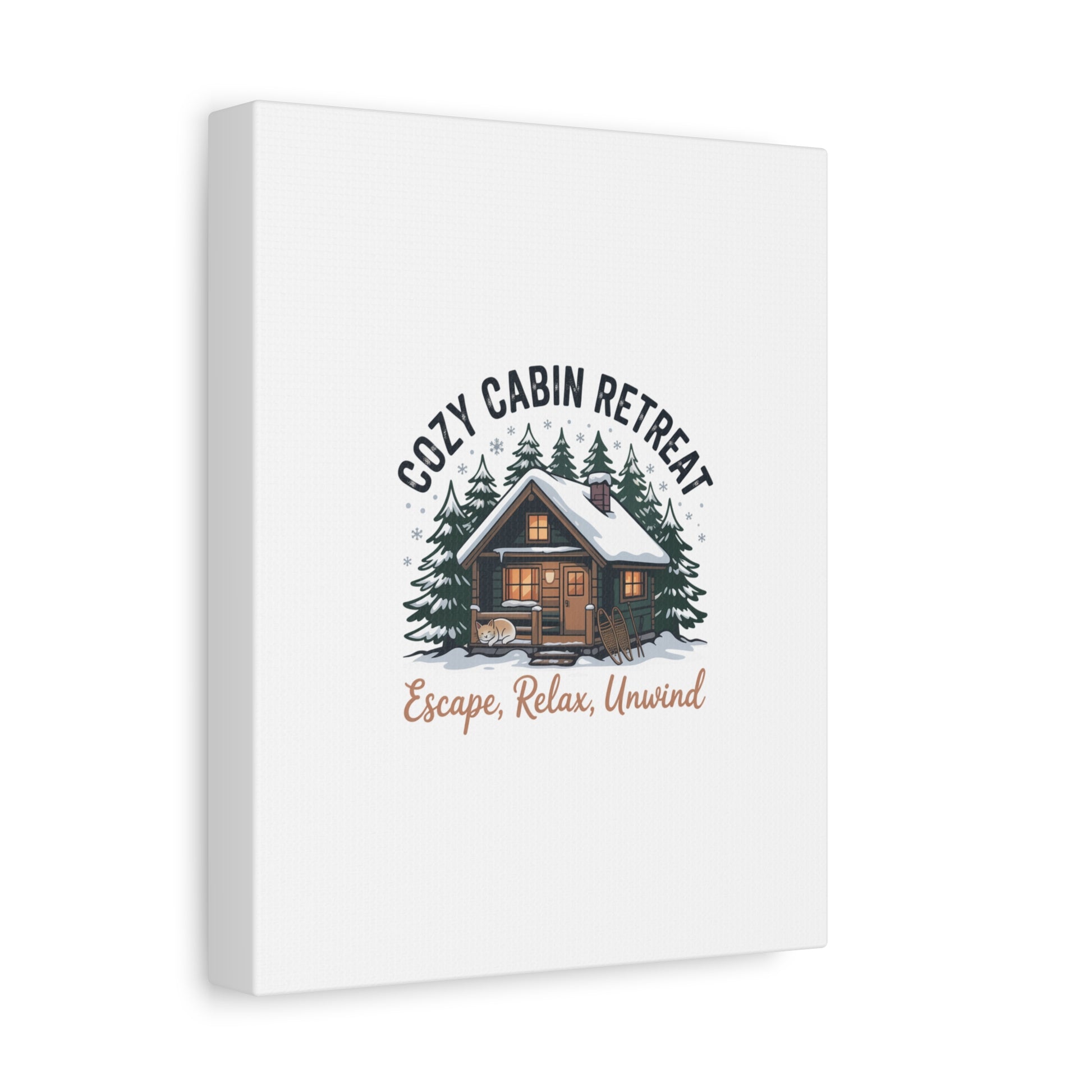 Cozy Cabin Retreat Log Cabin Art Print | Matte Canvas Stretched, 1.25" Printify