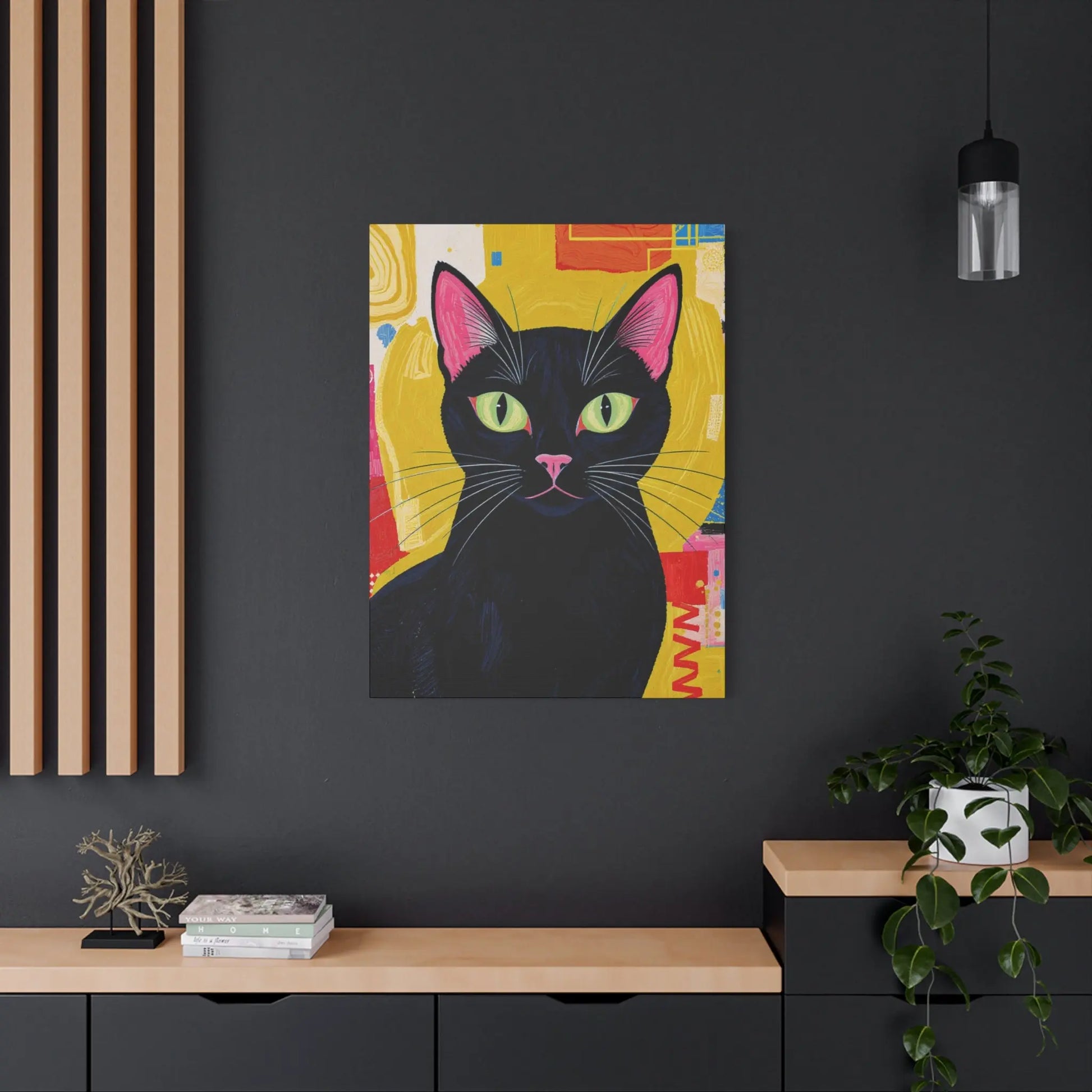 Black Cat Pop Art Matte Canvas Print — Stretched 1.25" Printify