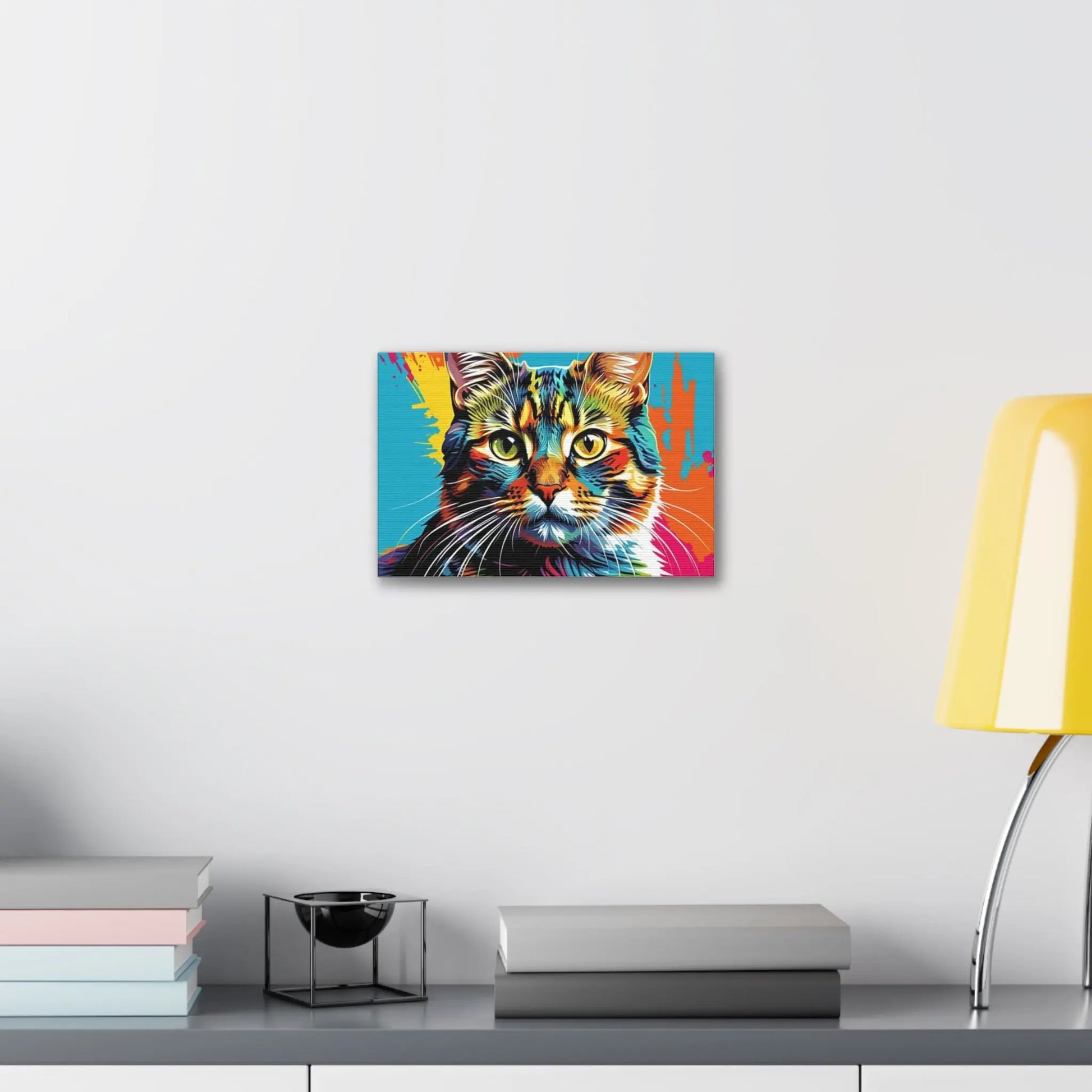Colorful Pop Art Cat Canvas – Vibrant Stretched Wall Art Printify