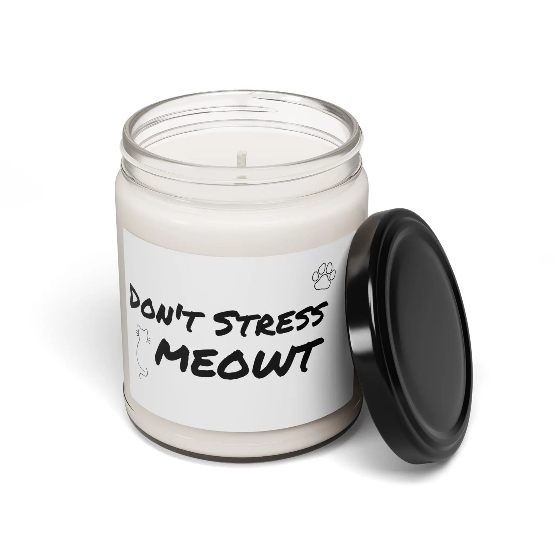 Cat-Themed Scented Soy Candle - 'Don't Stress Meowt' Printify