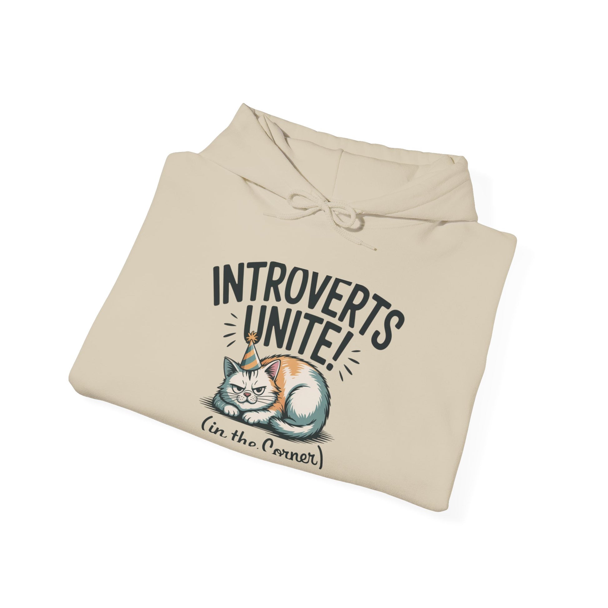 Introverts Unite (In The Corner) Hoodie | funny holiday shirt, party small talk jokes Printify