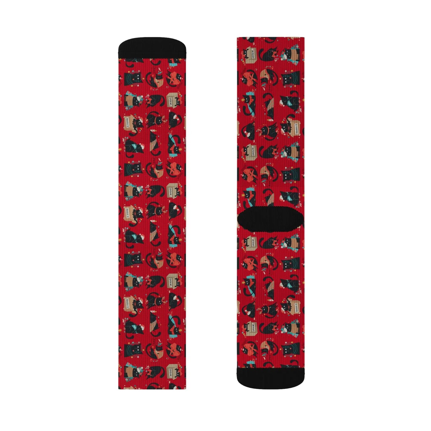Holiday Cat Sublimation Socks Printify