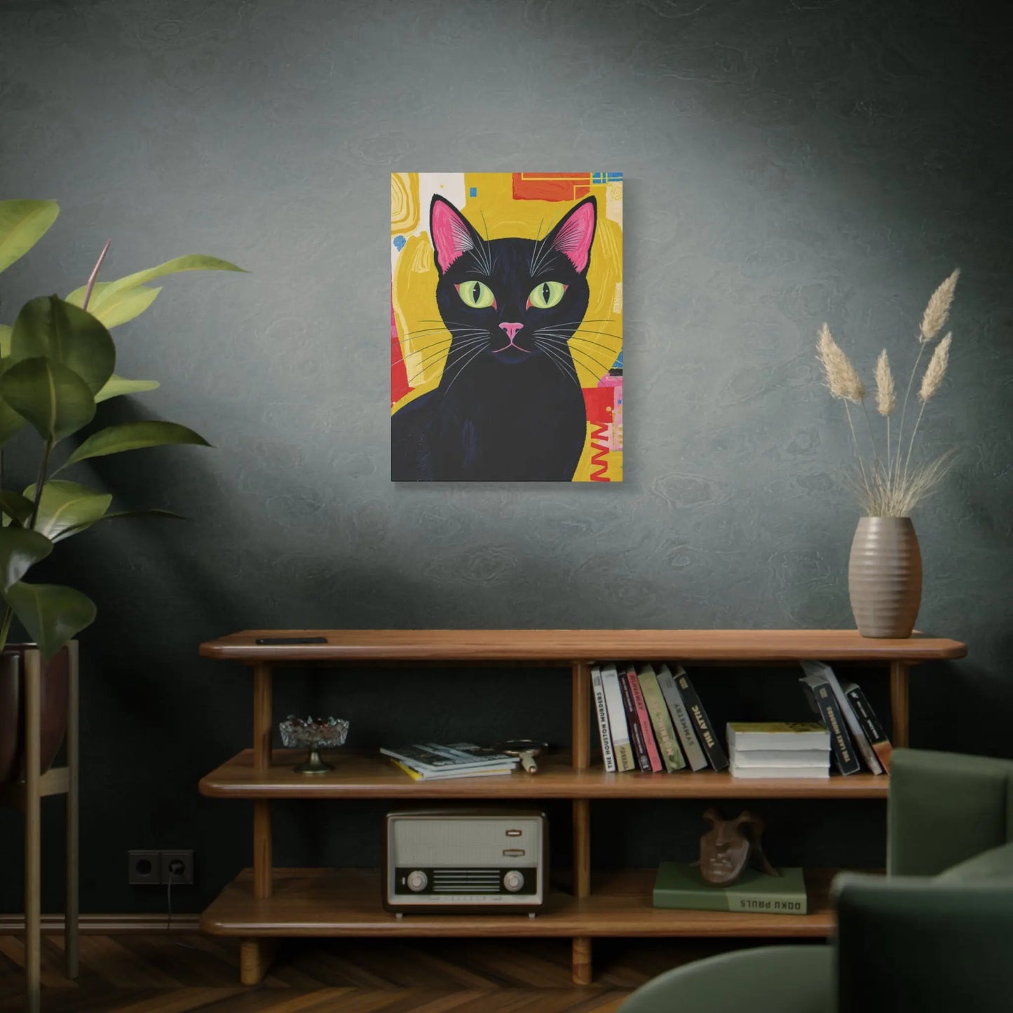 Black Cat Pop Art Matte Canvas Print — Stretched 1.25" Printify