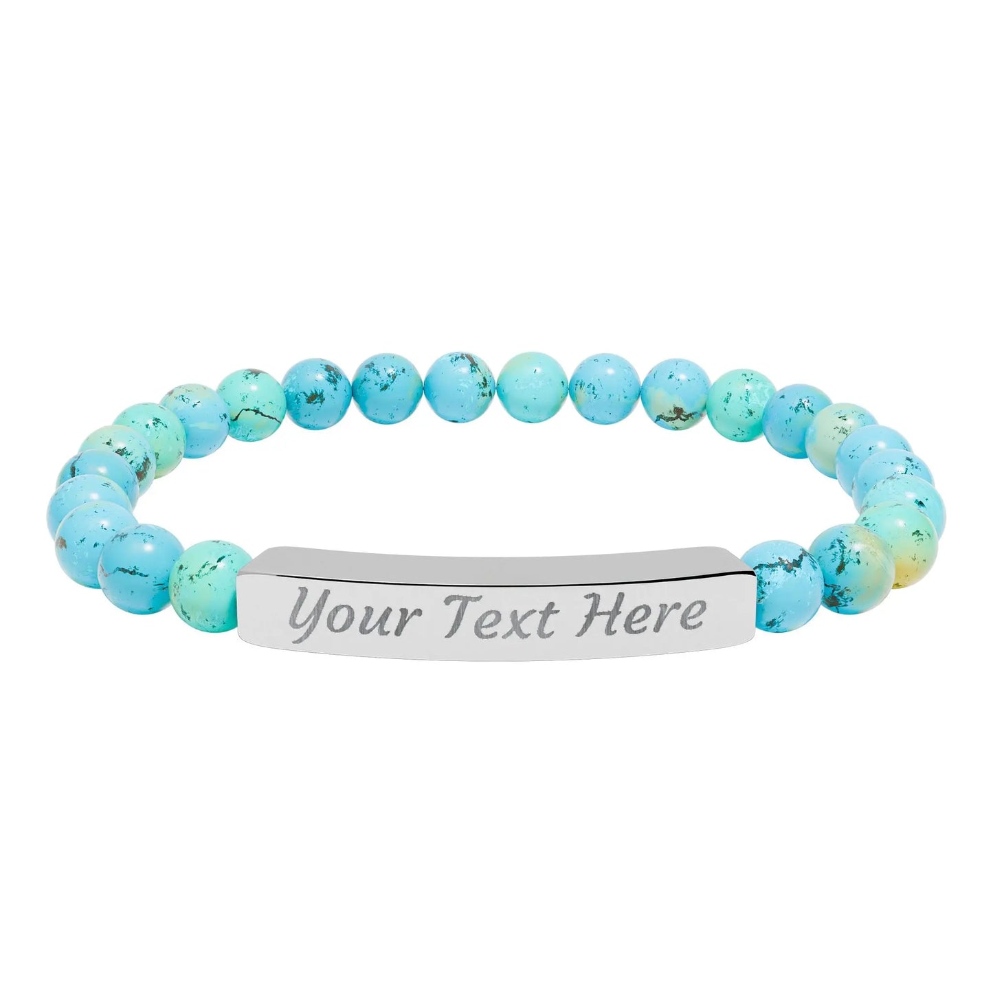 Engravable Natural Stone Stretch Bar Bracelet — Personalized Beaded Bracelet Printify