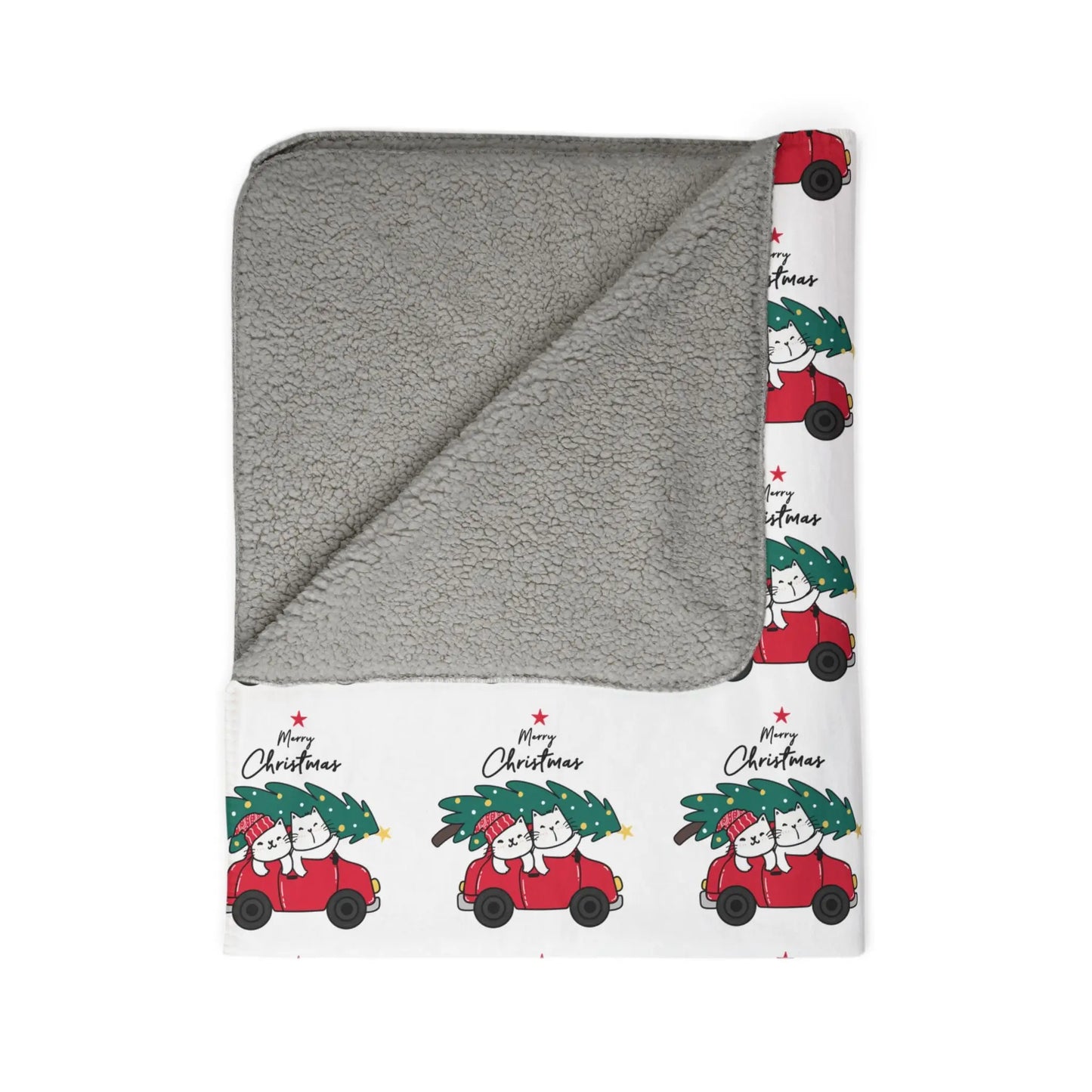 Christmas Red Truck Fleece Sherpa Blanket Printify