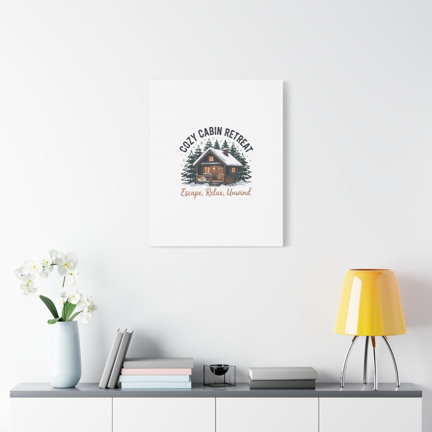 Cozy Cabin Retreat Log Cabin Art Print | Matte Canvas Stretched, 1.25" Printify