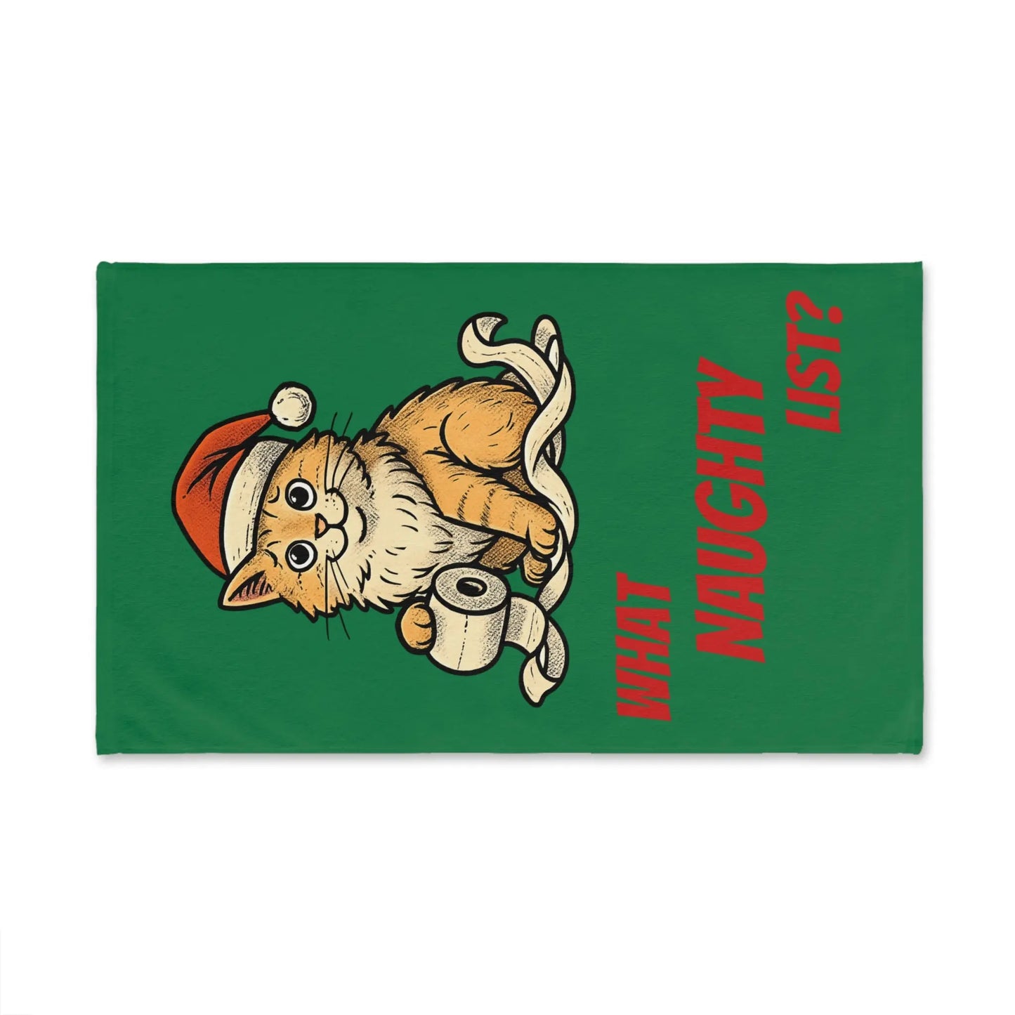Christmas Cat Hand Towel — 'What Naughty List?' Holiday Kitchen Towel Printify