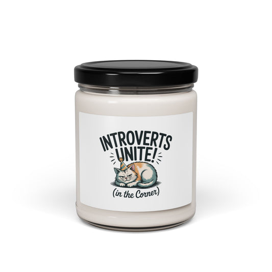 Introverts Unite (In the Corner) Candle | Funny Holiday Survival, Party Small Talk Humor Printify