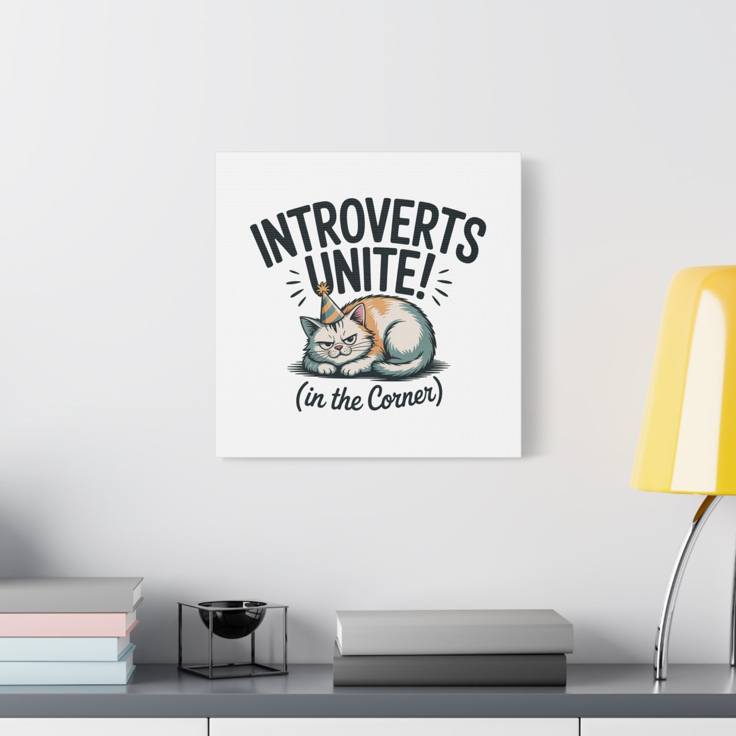 Introverts Unite (In the Corner) Matte Canvas | Funny Holiday Decor, Party Survival Humor Printify
