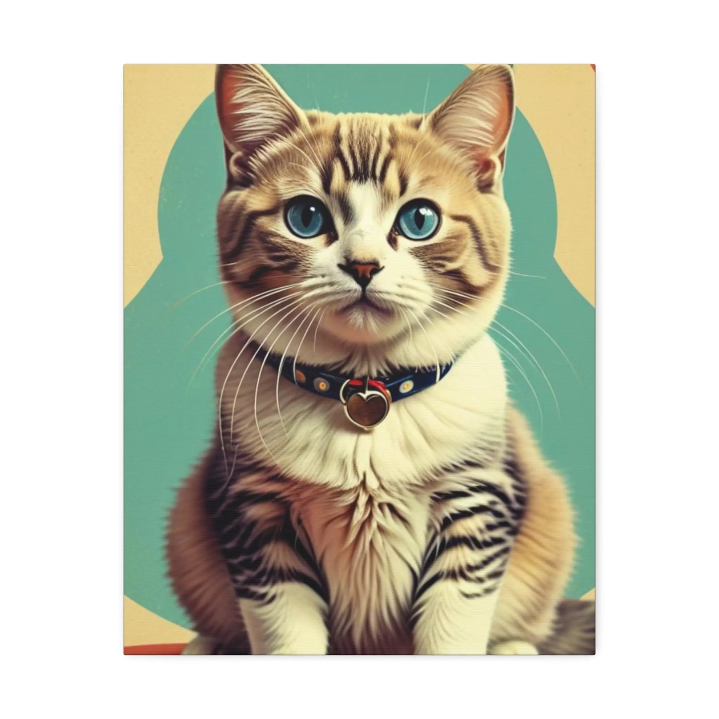 Blue-Eyed Tabby Cat Canvas Art – Stretched 1.5" Wall Décor Printify