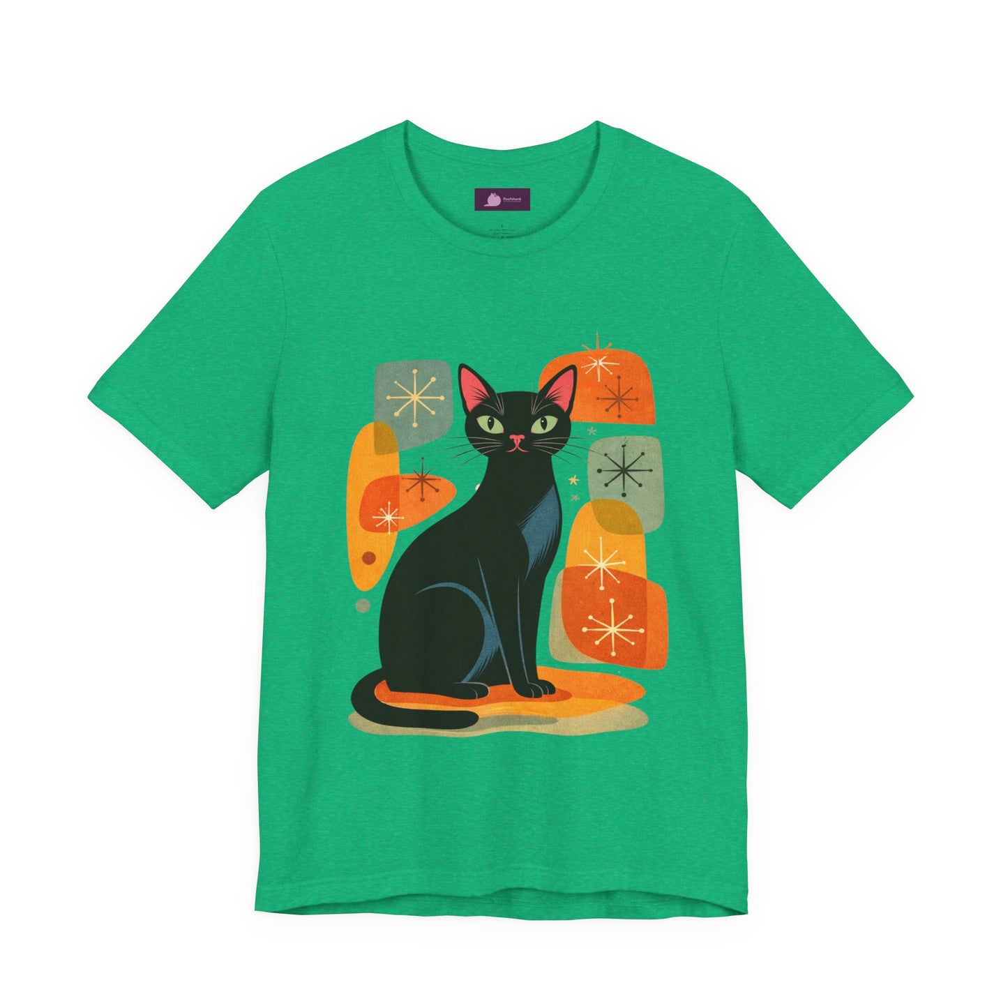 Retro Mid-Century Modern Black Cat T-Shirt