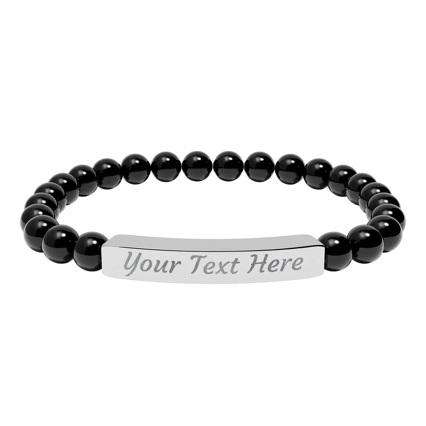 Engravable Natural Stone Stretch Bar Bracelet — Personalized Beaded Bracelet Printify