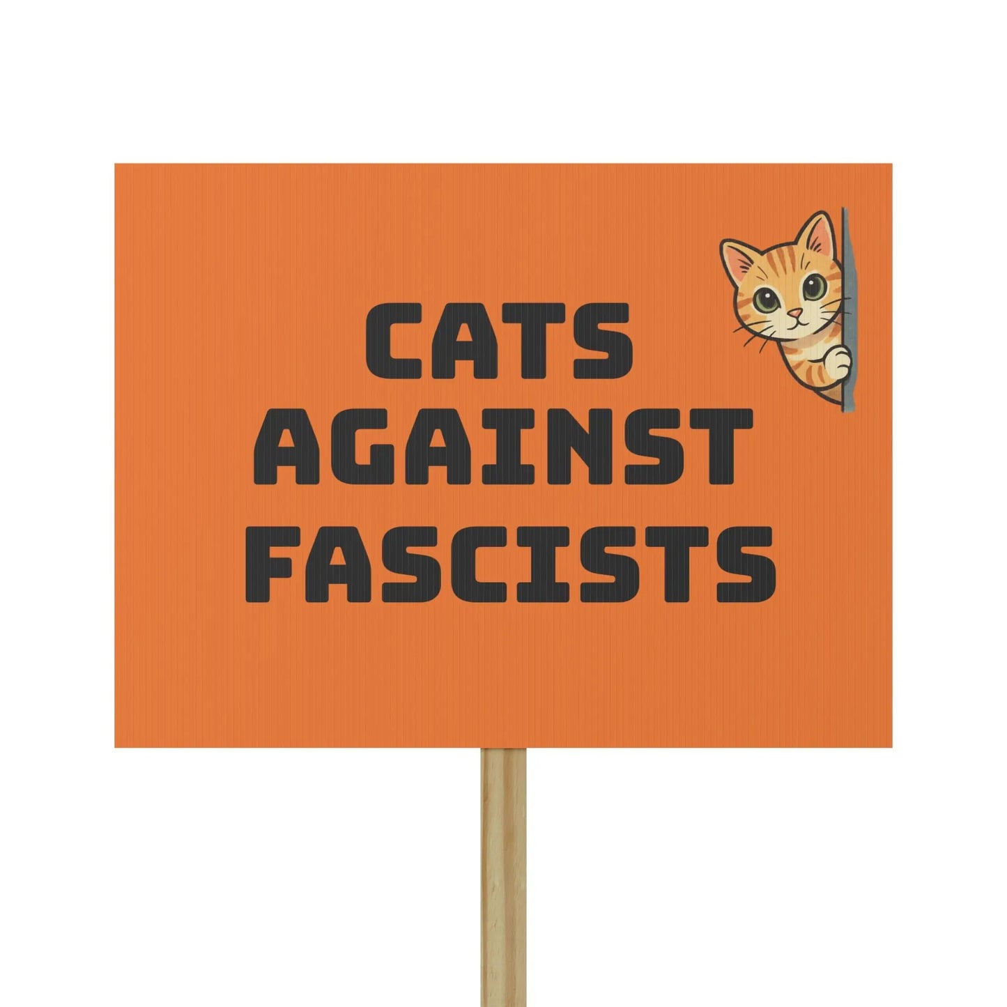 Protest Sign - "Cats Against Fascists" Political Rally Placard with Cute Cat Illustration Printify