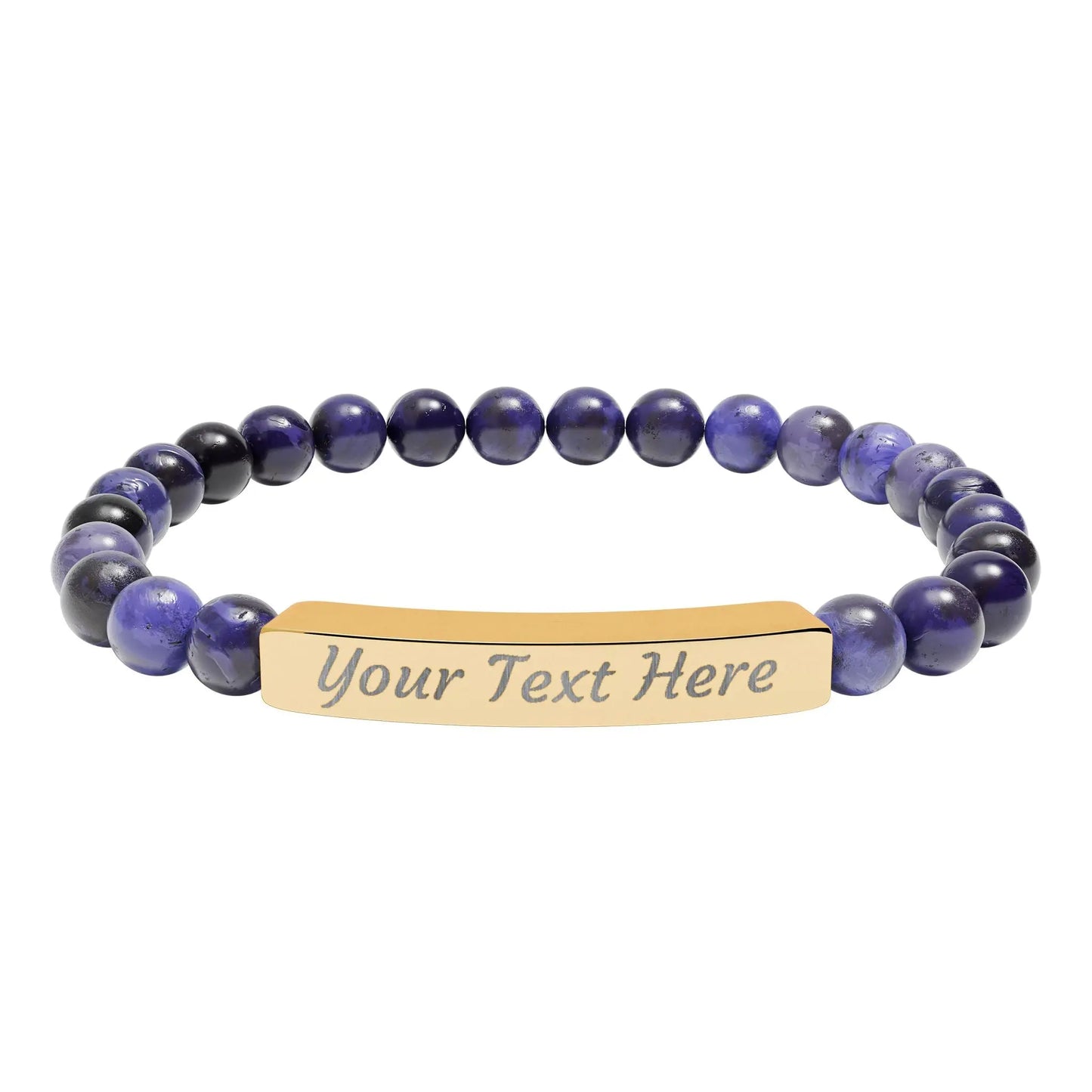 Engravable Natural Stone Stretch Bar Bracelet — Personalized Beaded Bracelet Printify