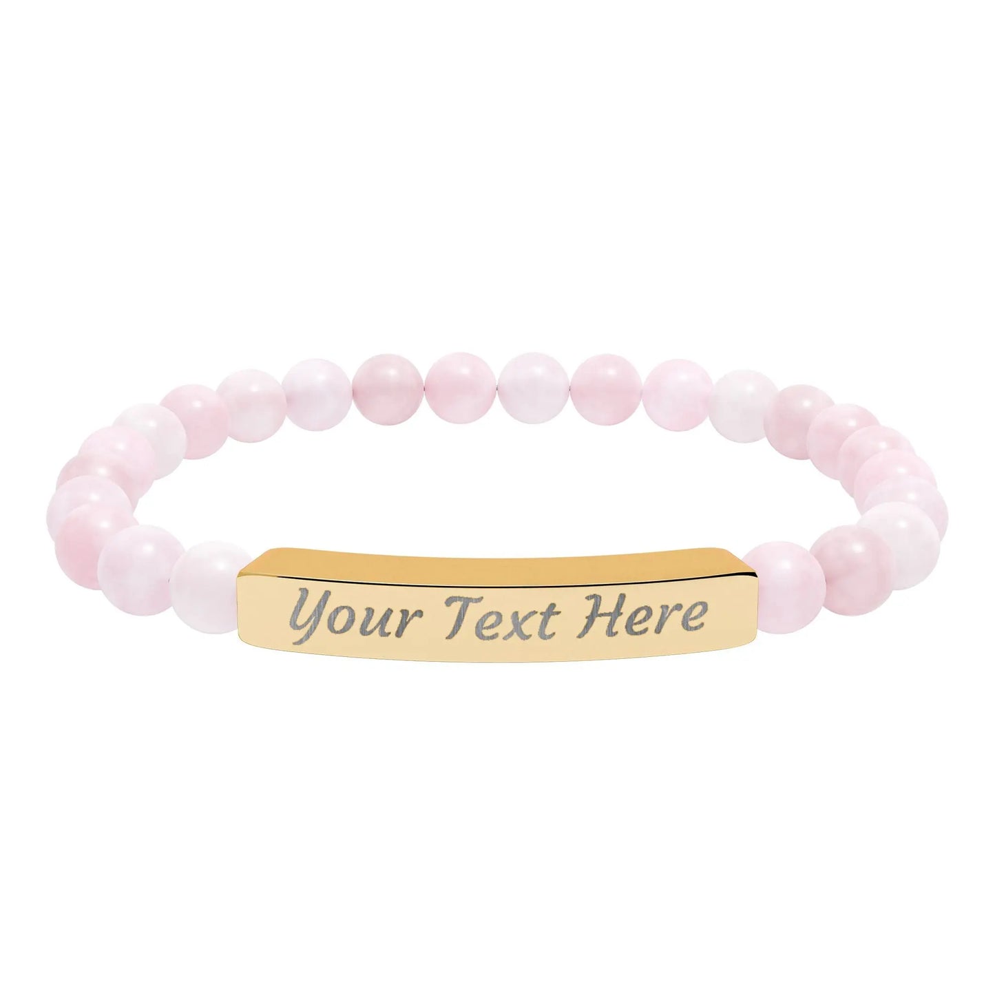 Engravable Natural Stone Stretch Bar Bracelet — Personalized Beaded Bracelet Printify