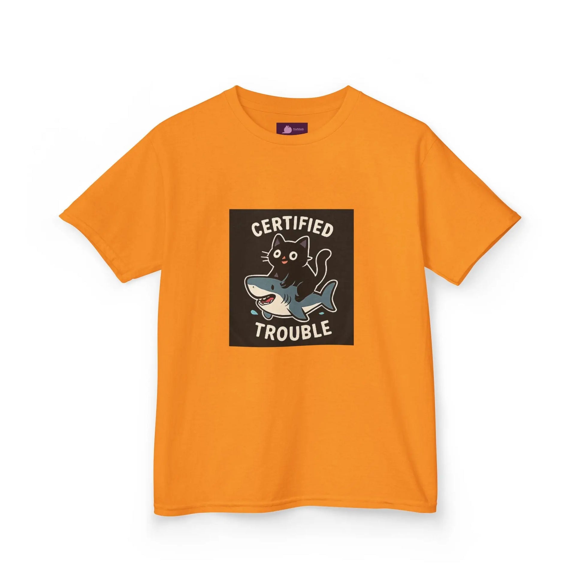 Kids Tee — "Certified Trouble" Shark Graphic Printify