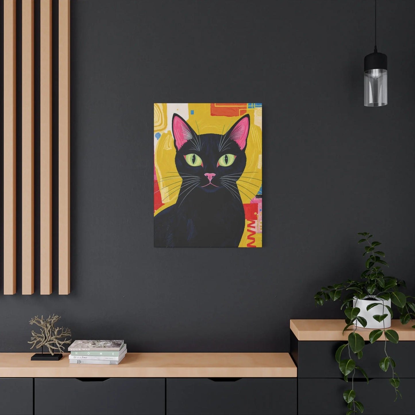 Black Cat Pop Art Matte Canvas Print — Stretched 1.25" Printify