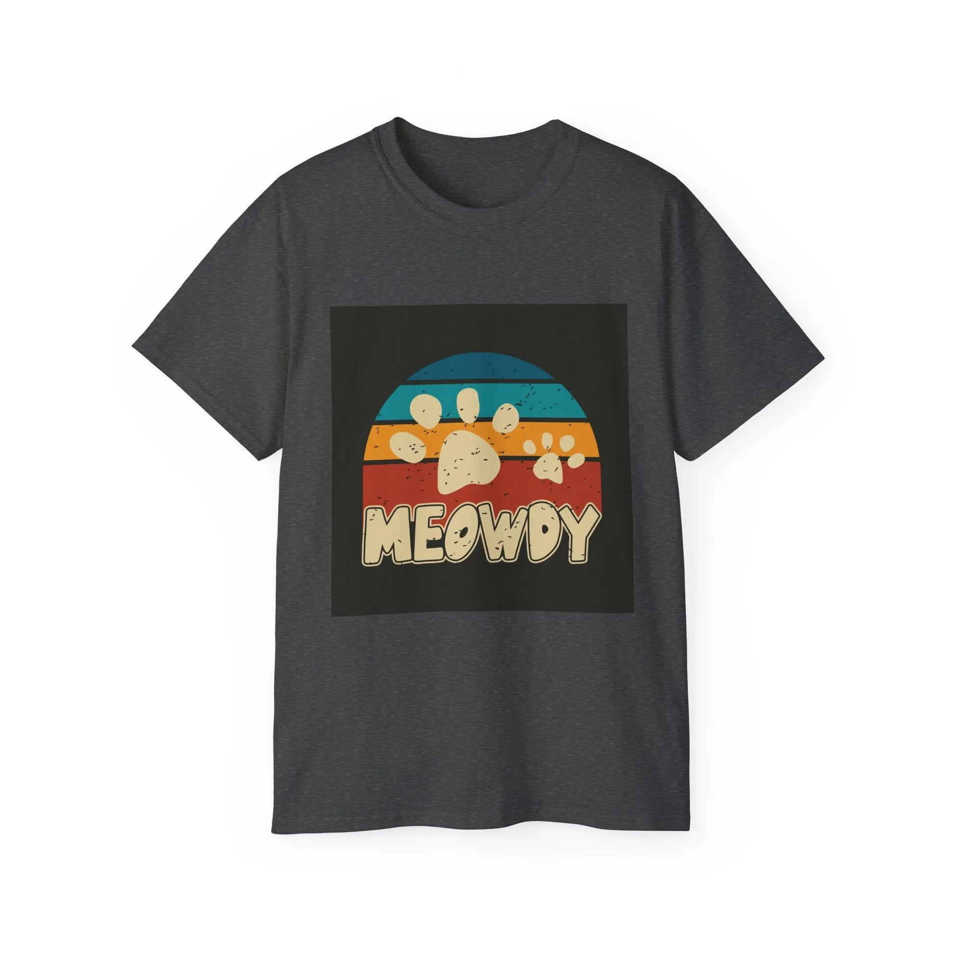 Cat Lover Tee, Retro Meowdy Paw Print Shirt, Unisex Gift for Cat Mom/Dad, Cute Animal Lover T-Shirt, Summer Outfit Apparel Printify