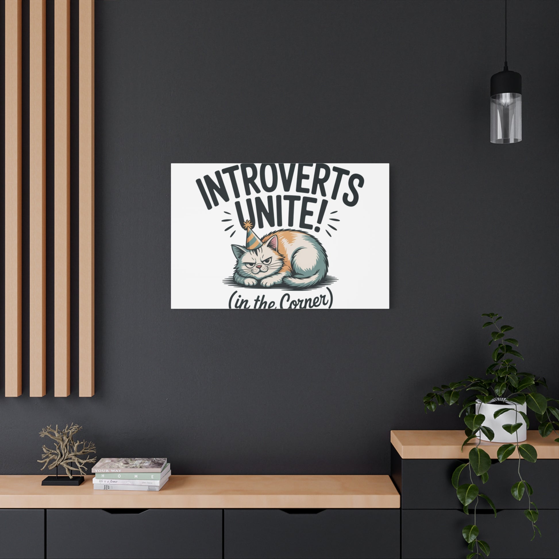 Introverts Unite (In the Corner) Matte Canvas | Funny Holiday Decor, Party Survival Humor Printify