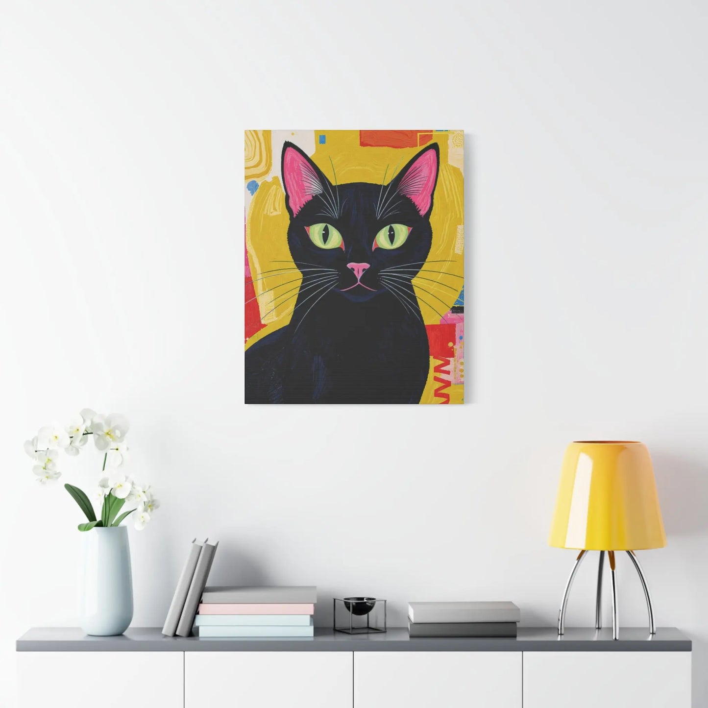Black Cat Pop Art Matte Canvas Print — Stretched 1.25" Printify