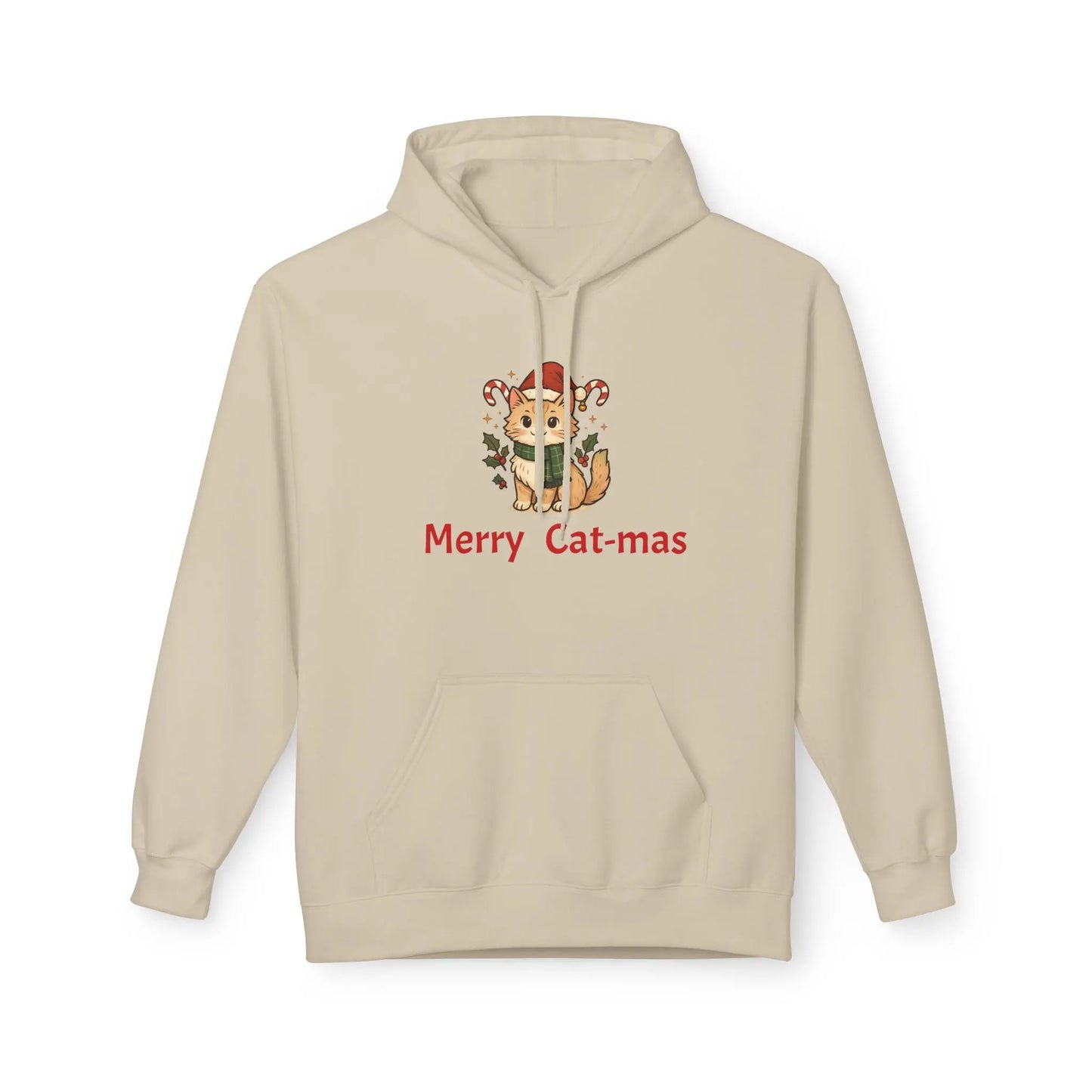 Christmas Cat Hoodie — "Merry Cat-mas" Festive Holiday Pullover Printify