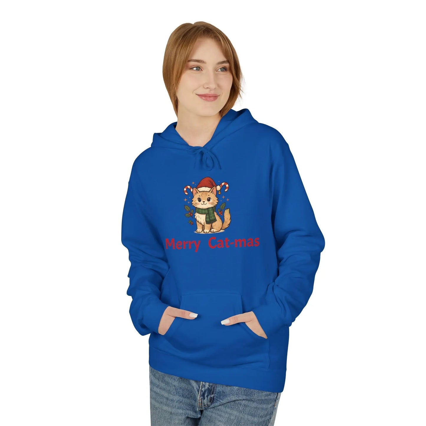 Christmas Cat Hoodie — "Merry Cat-mas" Festive Holiday Pullover Printify