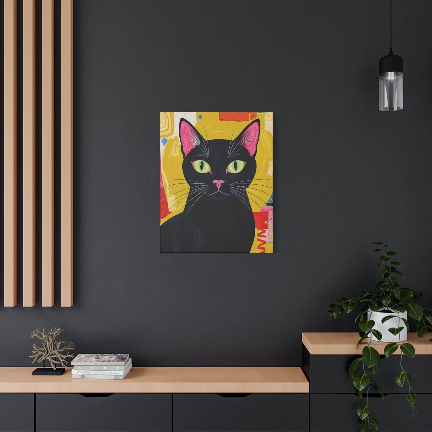 Black Cat Pop Art Matte Canvas Print — Stretched 1.25" Printify