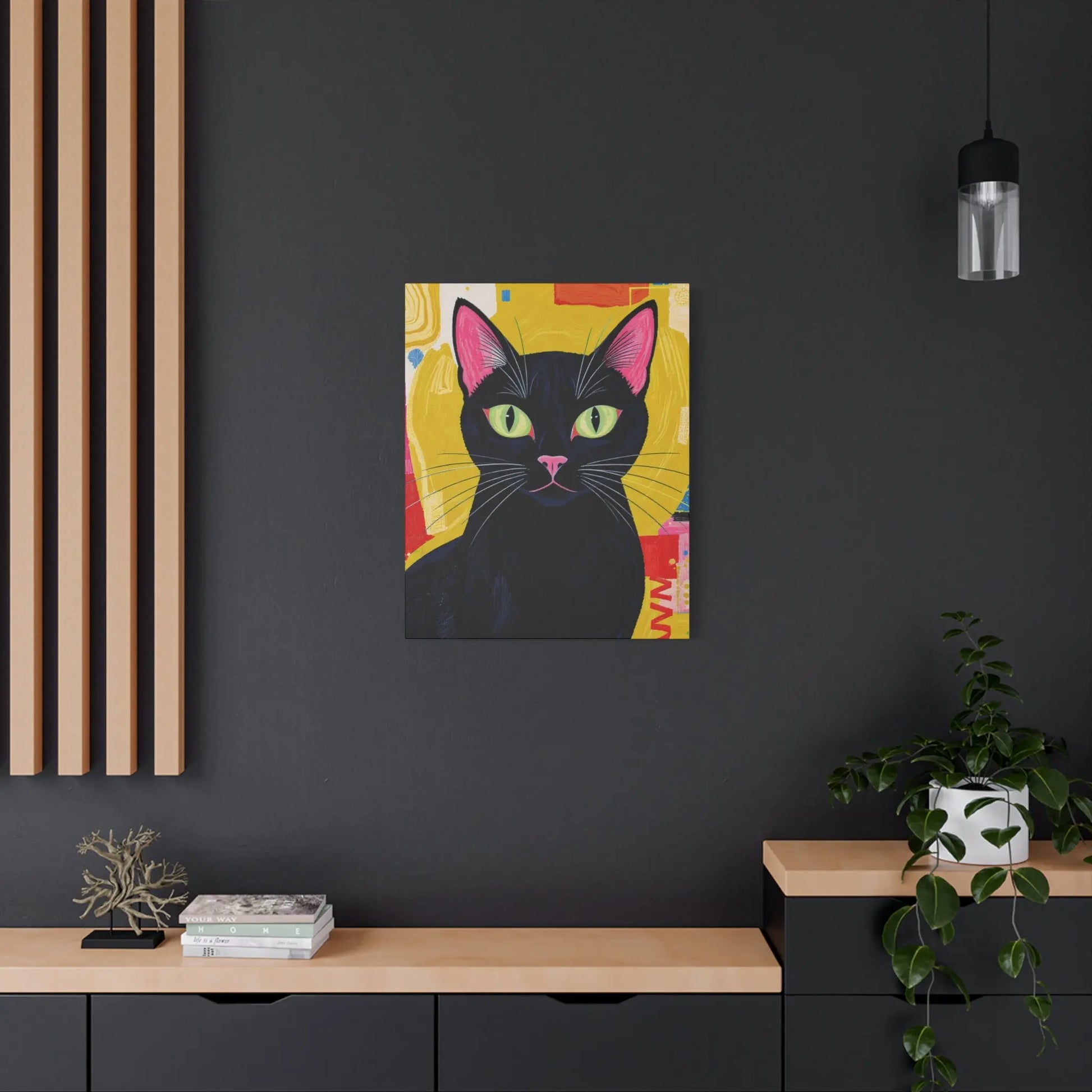 Black Cat Pop Art Matte Canvas Print — Stretched 1.25" Printify