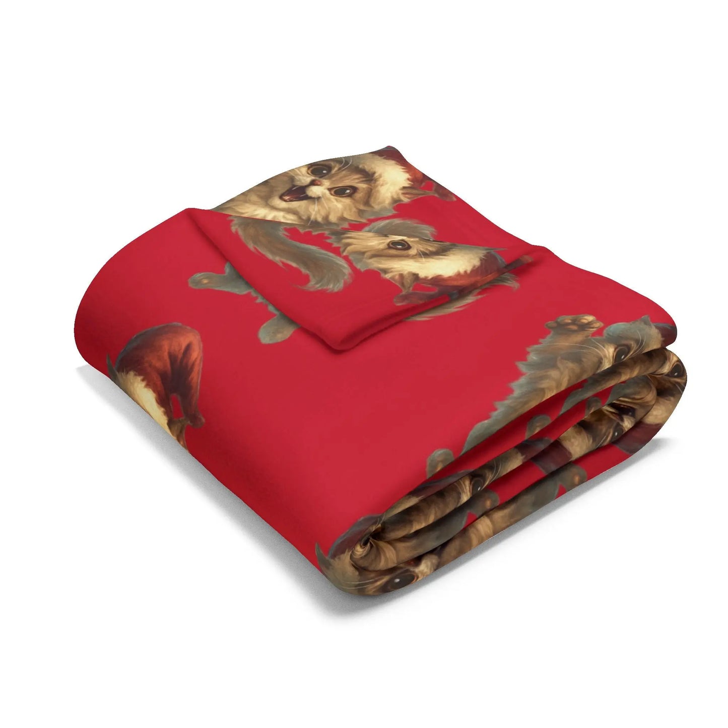Santa Bear Pattern Fleece Blanket — Festive Red Holiday Throw Printify