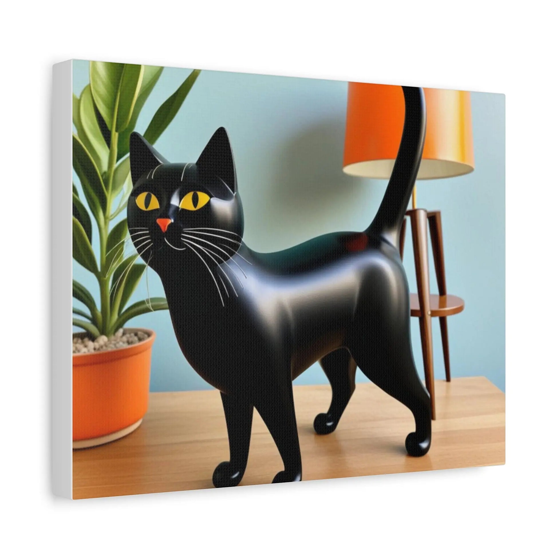 Black Cat Art Canvas Print — Retro Home Decor Wall Art Printify