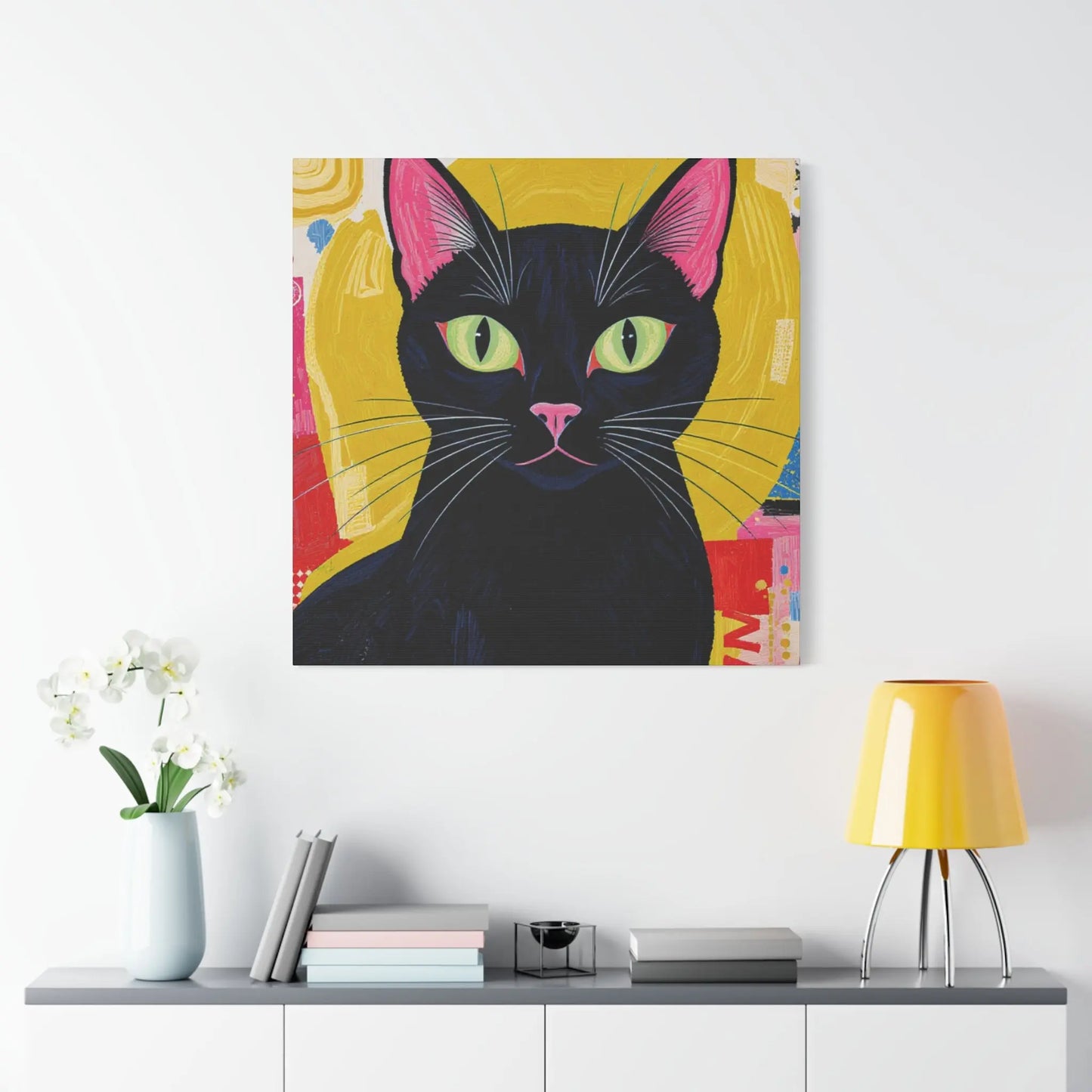 Black Cat Pop Art Matte Canvas Print — Stretched 1.25" Printify