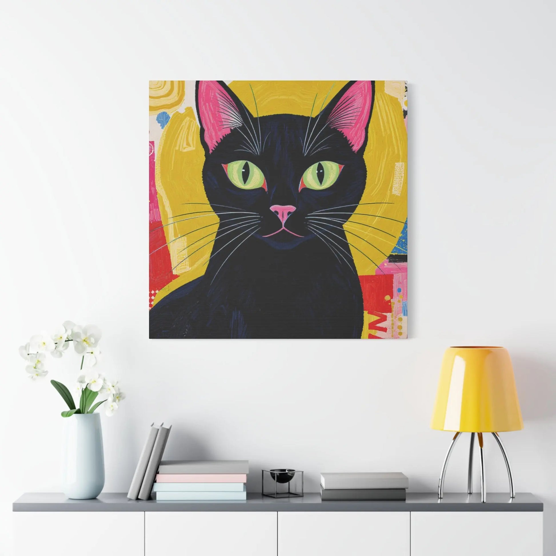 Black Cat Pop Art Matte Canvas Print — Stretched 1.25" Printify