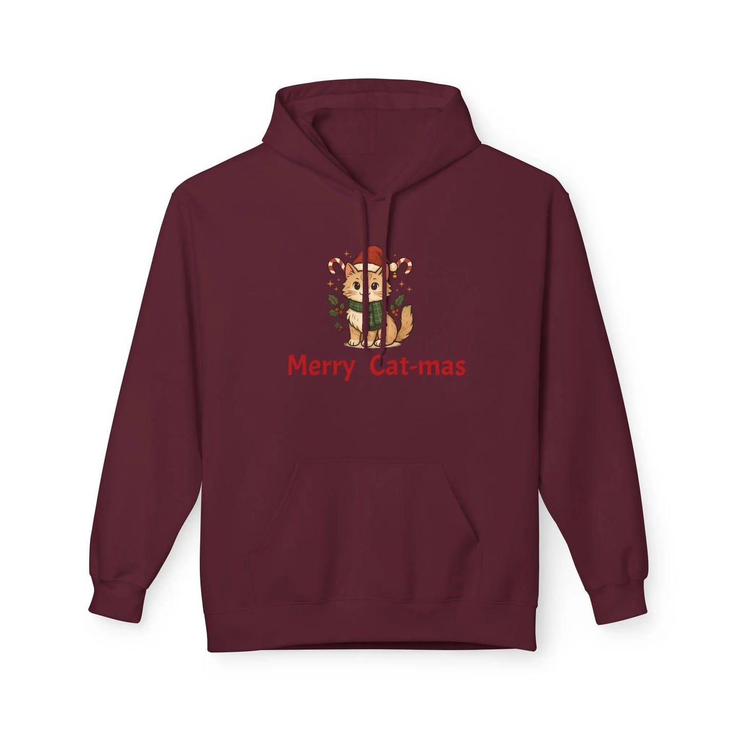 Christmas Cat Hoodie — "Merry Cat-mas" Festive Holiday Pullover Printify