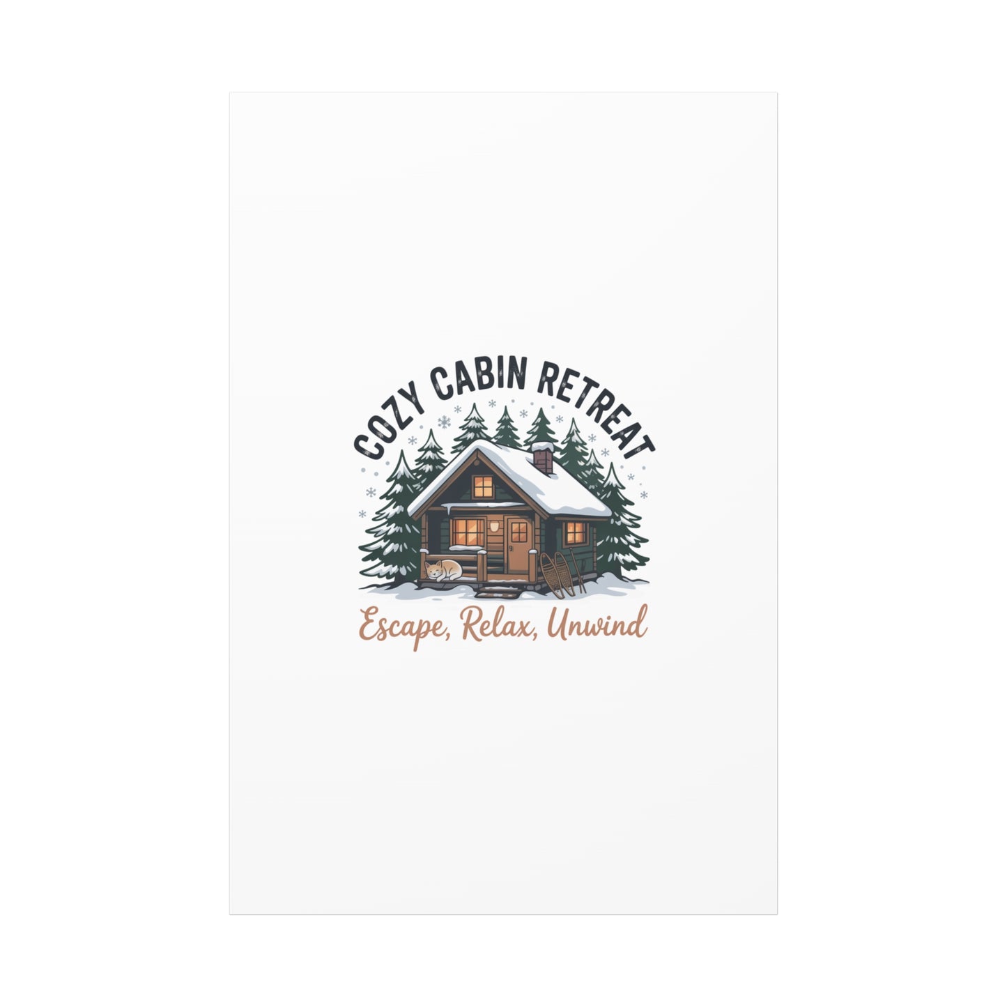 Cozy Cabin Retreat Log Cabin Art Print | Matte Canvas Stretched, 1.25" Printify