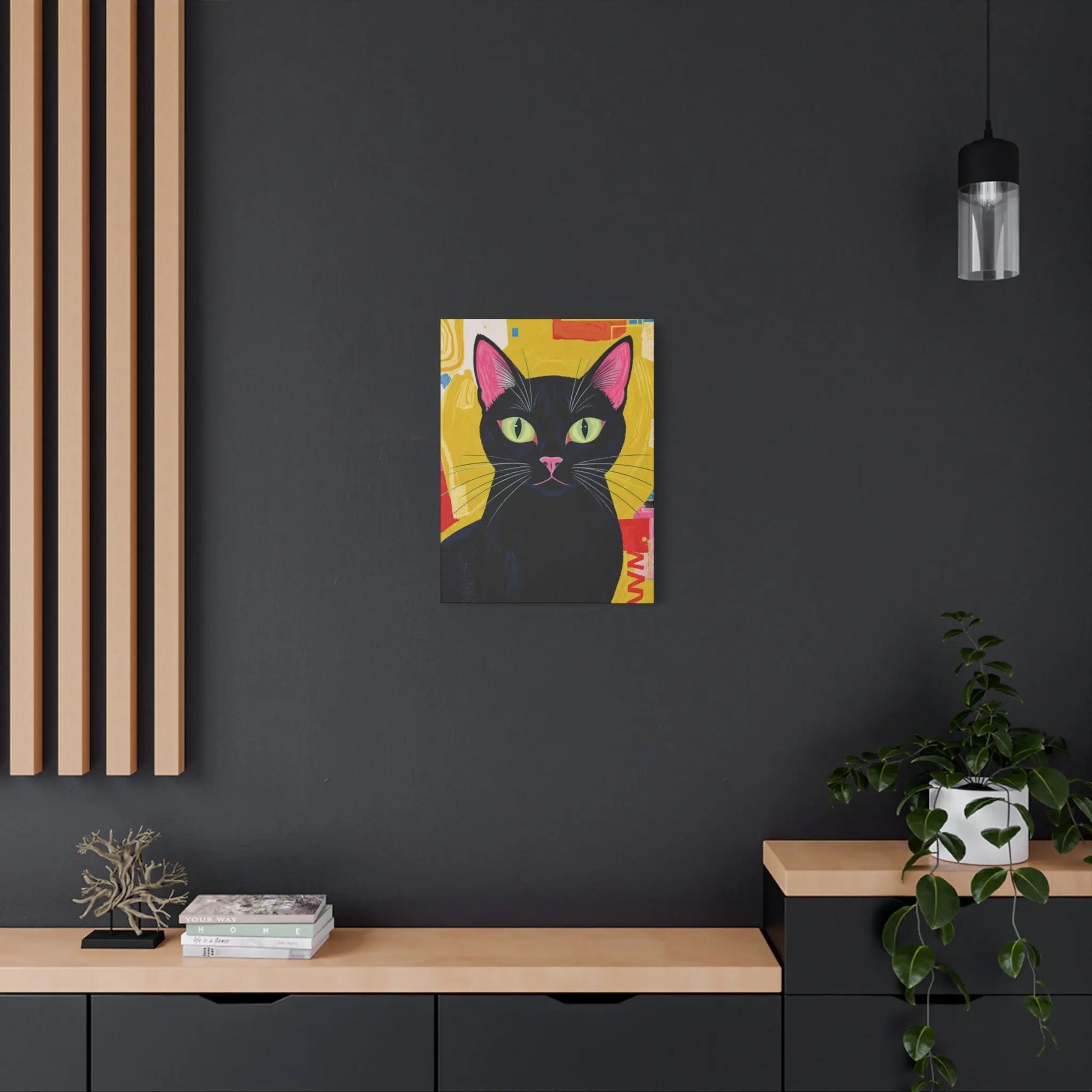 Black Cat Pop Art Matte Canvas Print — Stretched 1.25" Printify