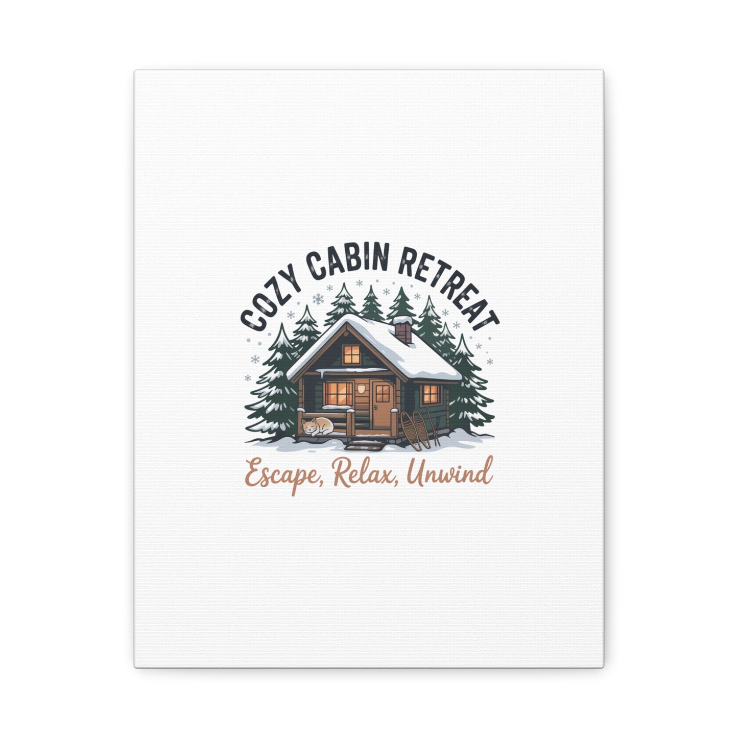 Cozy Cabin Retreat Log Cabin Art Print | Matte Canvas Stretched, 1.25" Printify