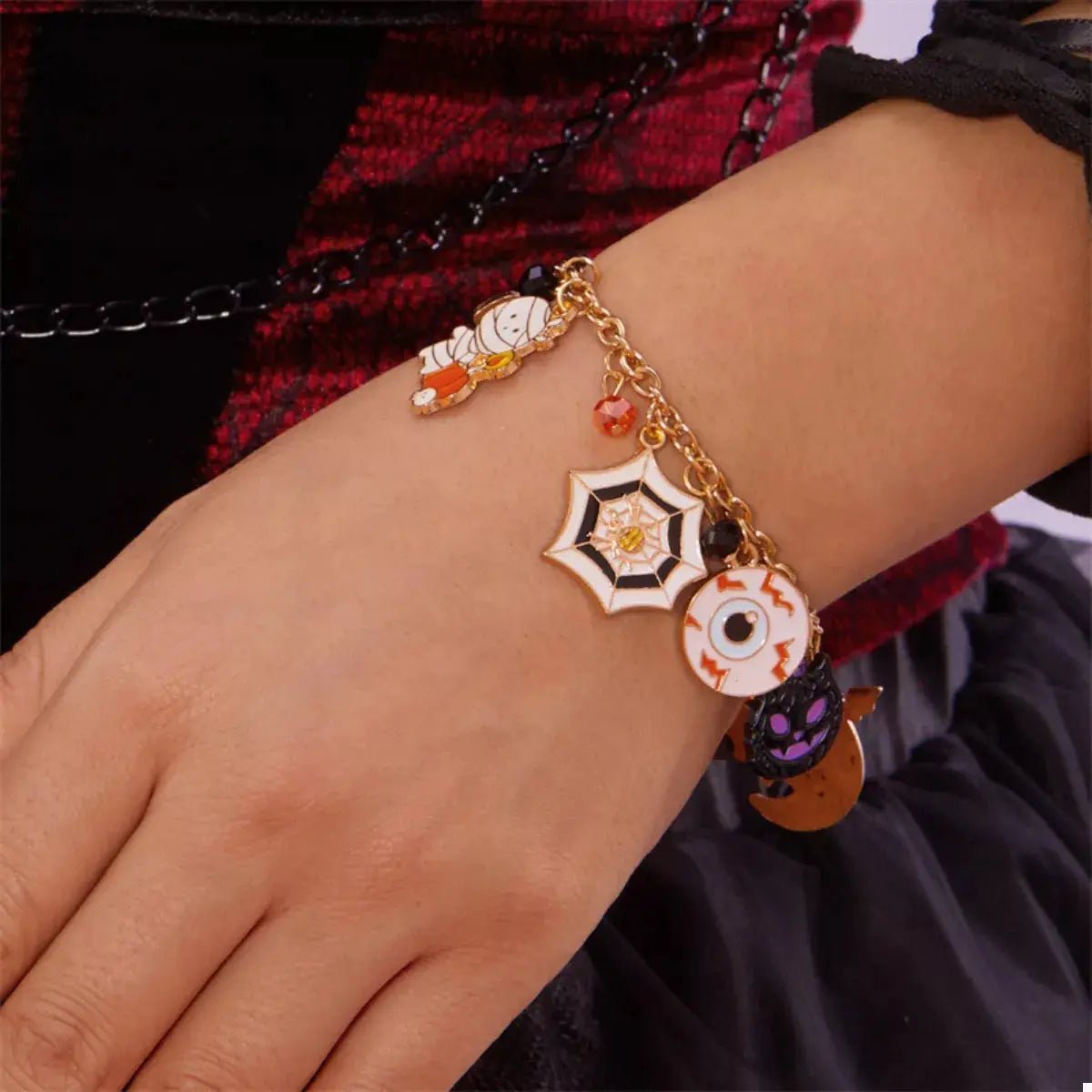 18K Gold-Plated Halloween Charm Bracelet - FloofChonk