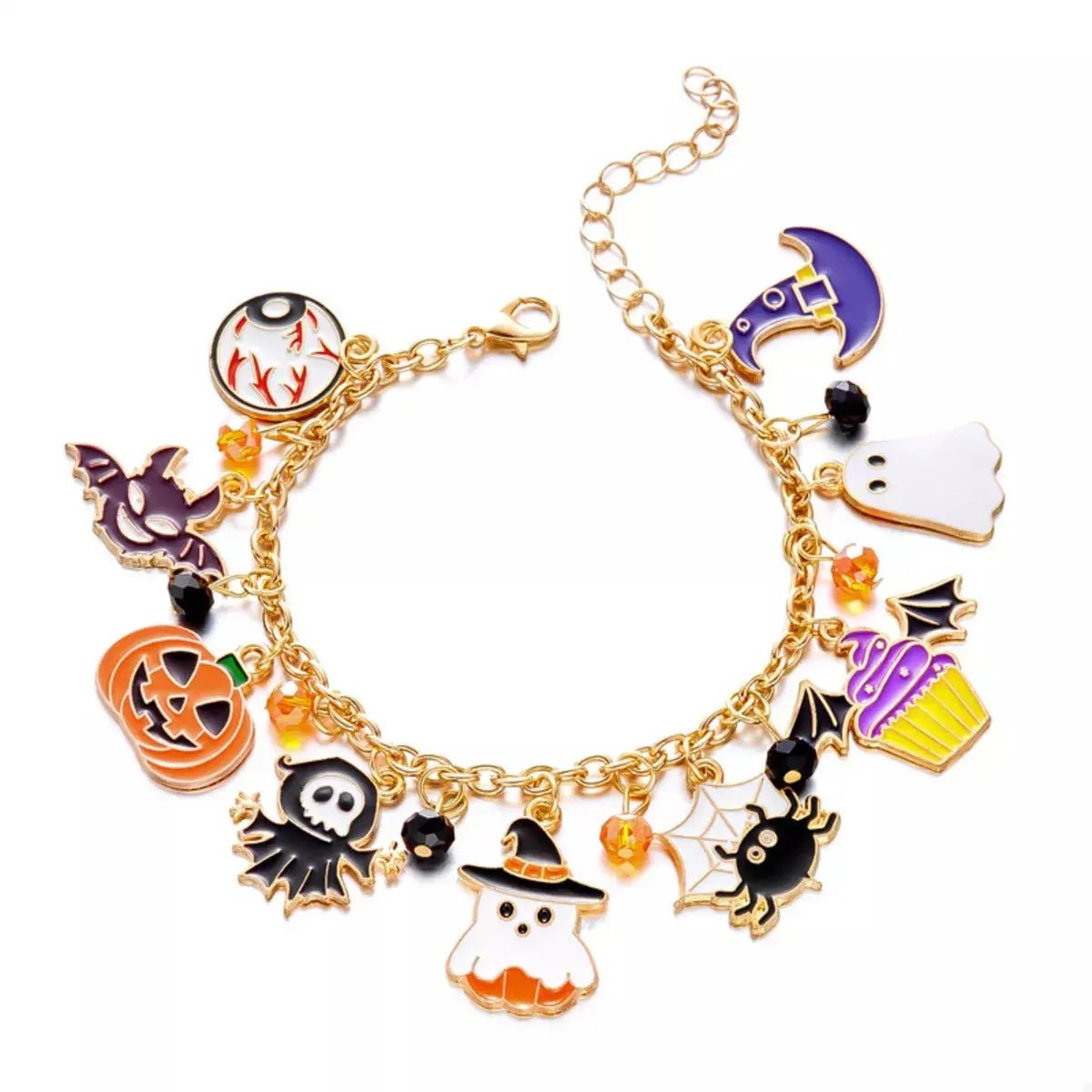 18K Gold-Plated Halloween Charm Bracelet - FloofChonk