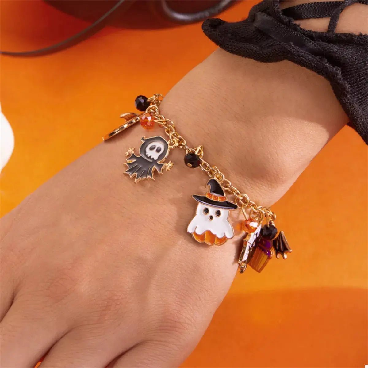 18K Gold-Plated Halloween Charm Bracelet - FloofChonk