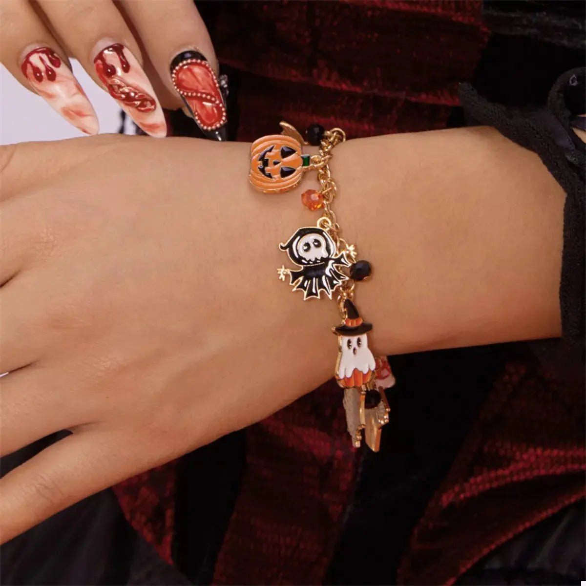 18K Gold-Plated Halloween Charm Bracelet - FloofChonk