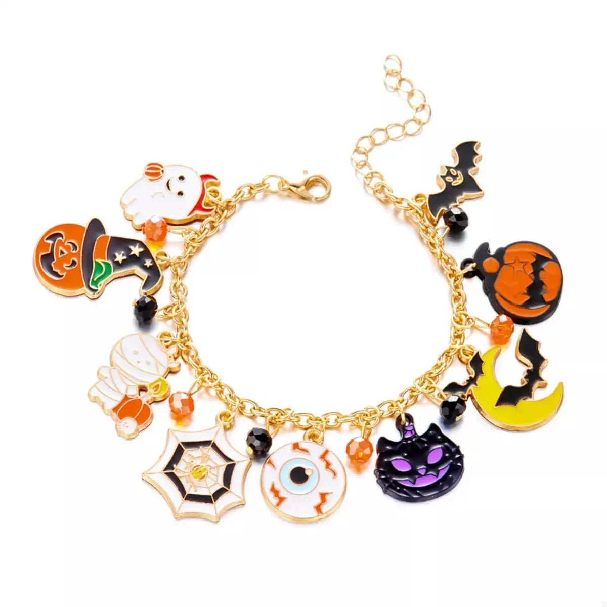 18K Gold-Plated Halloween Charm Bracelet - FloofChonk