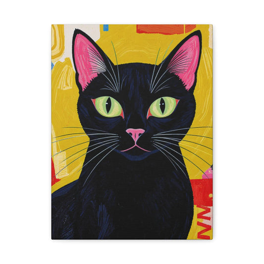 Black Cat Pop Art Matte Canvas Print — Stretched 1.25" Printify