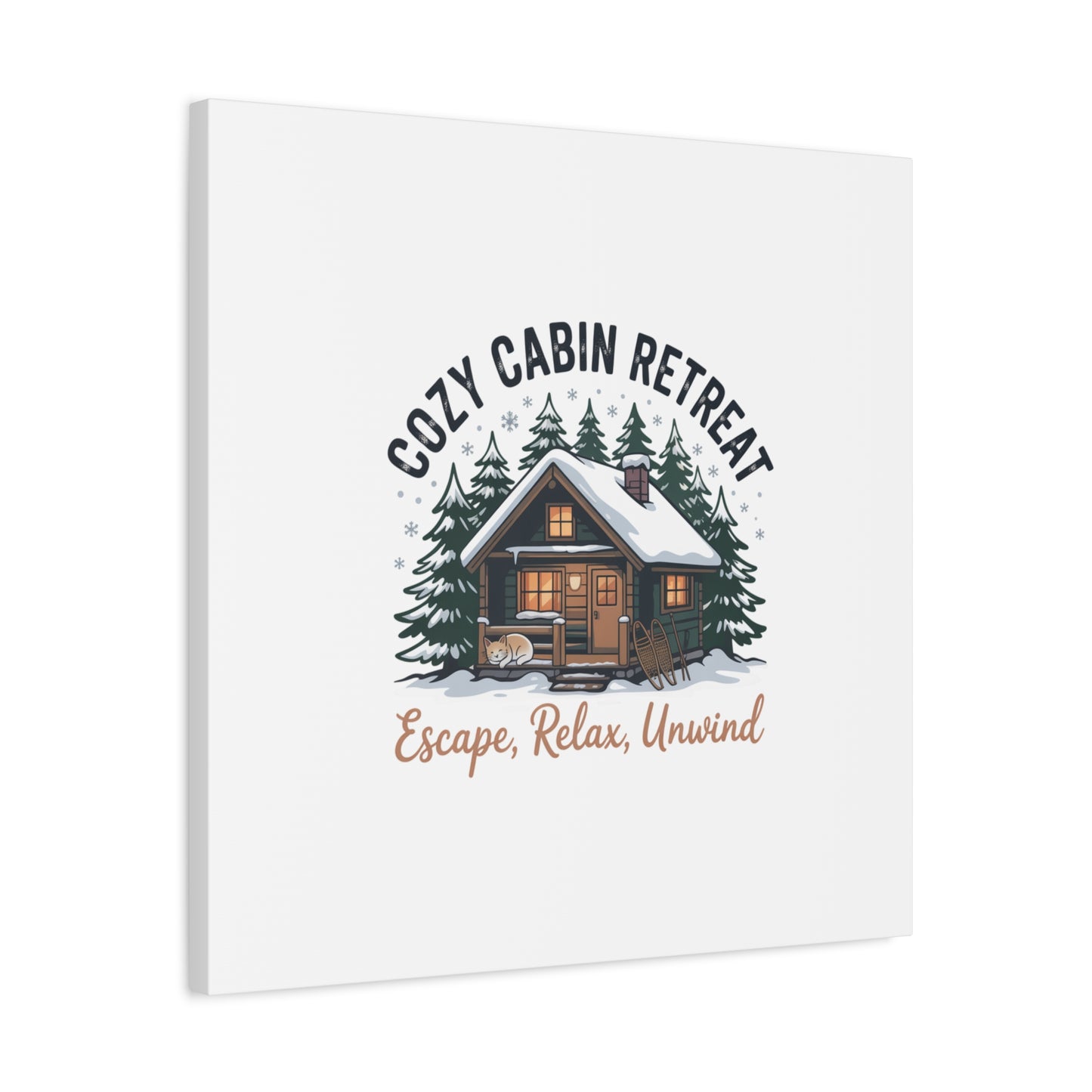 Cozy Cabin Retreat Log Cabin Art Print | Matte Canvas Stretched, 1.25" Printify