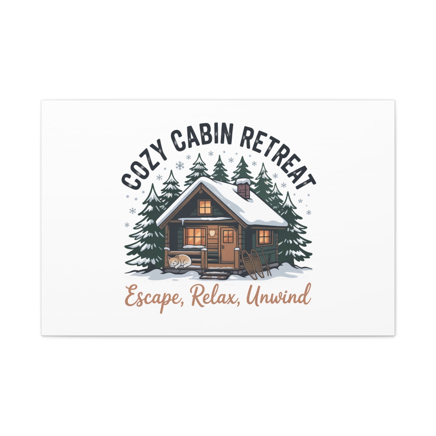 Cozy Cabin Retreat Log Cabin Art Print | Matte Canvas Stretched, 1.25" Printify