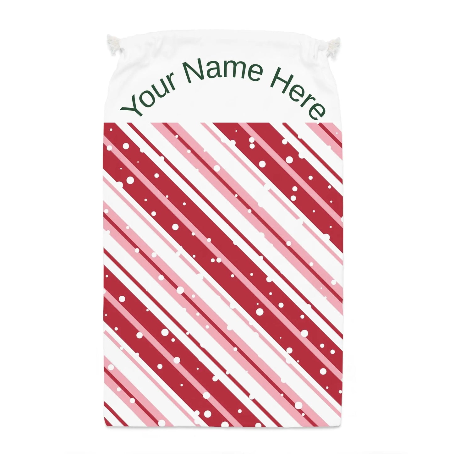 Personalized Candy Cane Stripe Gift Sack – Custom Name Christmas Gift Bag Printify