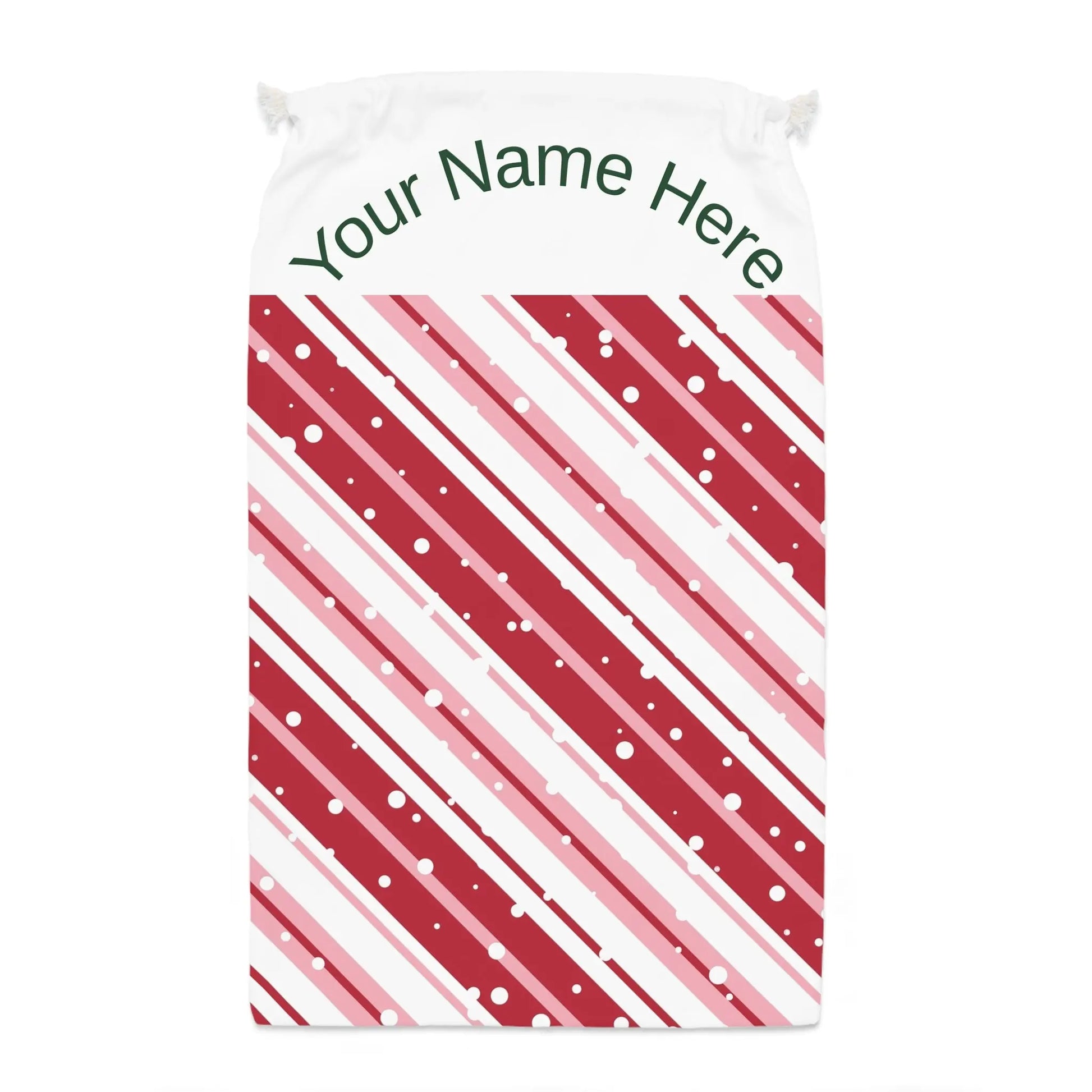 Personalized Candy Cane Stripe Gift Sack – Custom Name Christmas Gift Bag Printify
