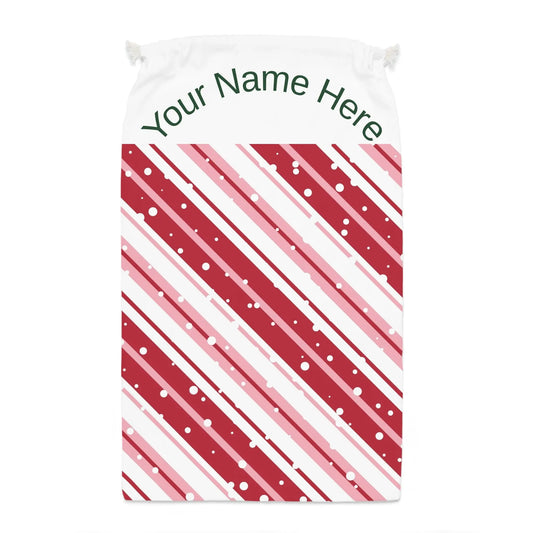 Personalized Candy Cane Stripe Gift Sack – Custom Name Christmas Gift Bag Printify