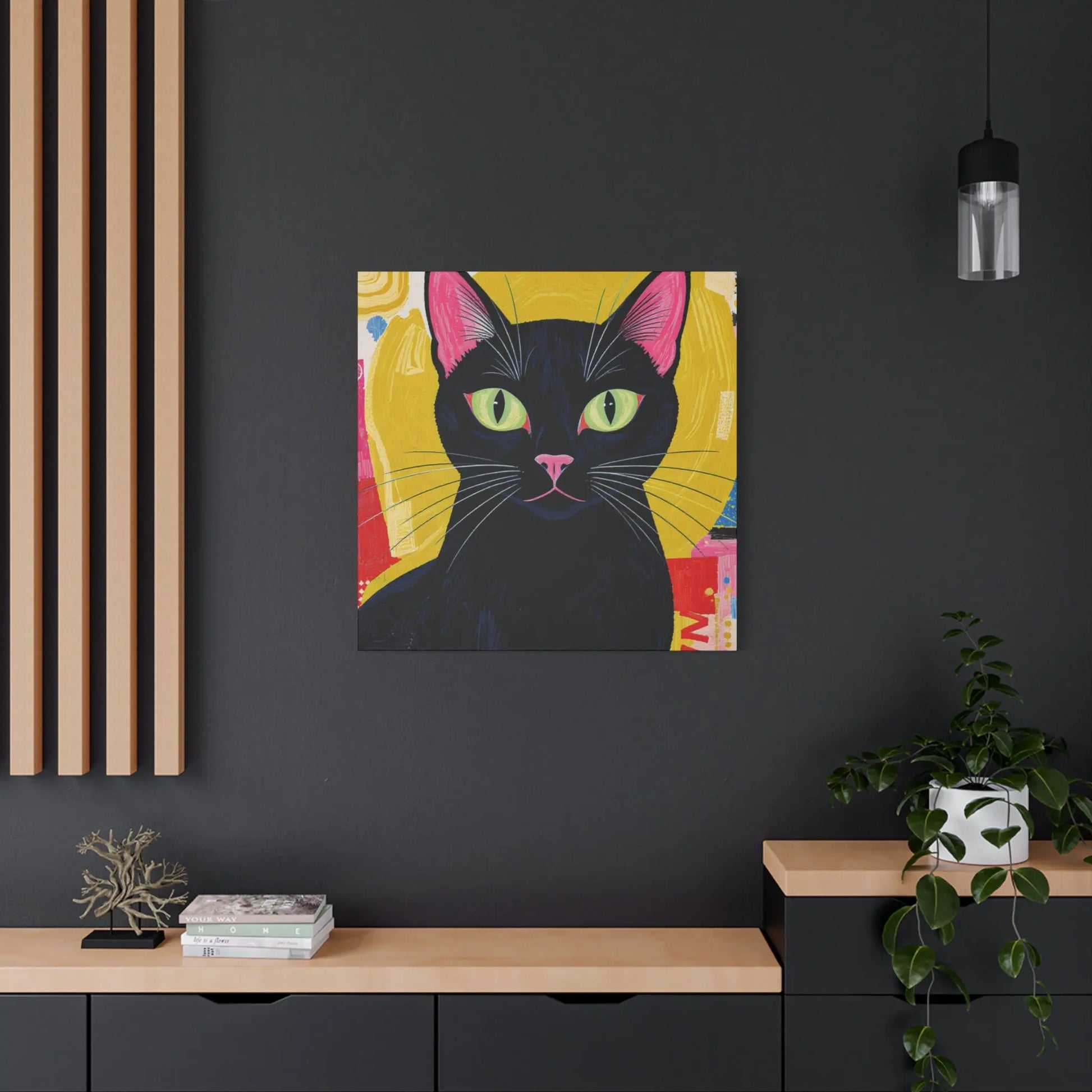 Black Cat Pop Art Matte Canvas Print — Stretched 1.25" Printify
